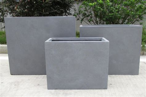 Raised Narrow Contemporary Light Concrete Grey Trough Planter H L