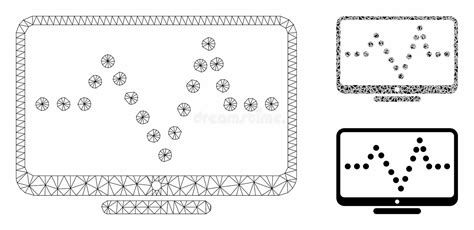 Pulse Chart Vector Mesh Wire Frame Model And Triangle Mosaic Icon Stock