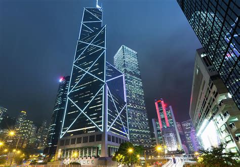 Hong Kong Financial District With Bank Of China Building Hong Kong
