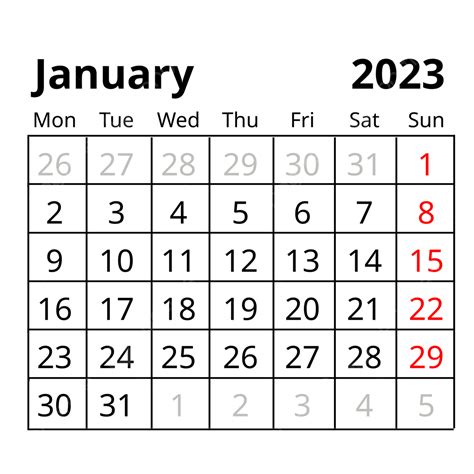 Simple Table Style Black January Calendar January Calendar