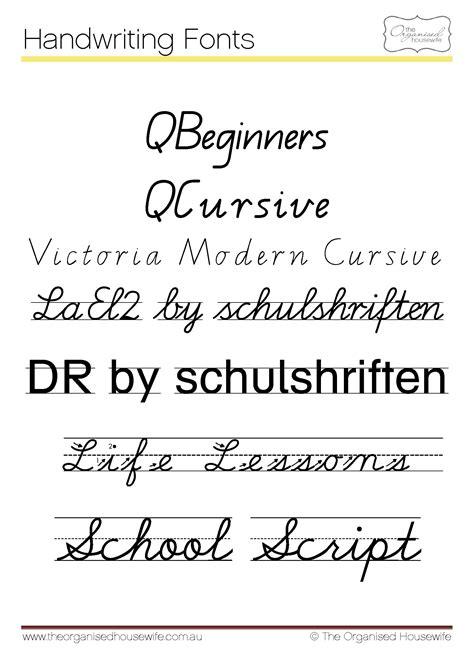 Fonts To Help Kids To Write Qld Cursive The Organised Housewife