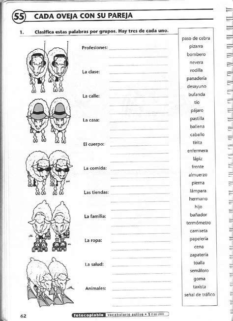 Vocabulario Activo 1 Fichas Con Ejercicios Fotocopiables Elemental