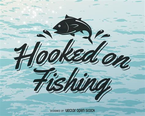Fishing Label That Says Hooked On Fishing Design Also Includes An