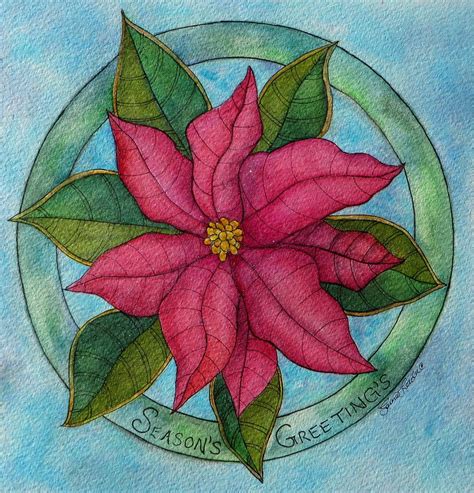 Christmas Star Watercolour And Ink Original Painting By Laura Leeder