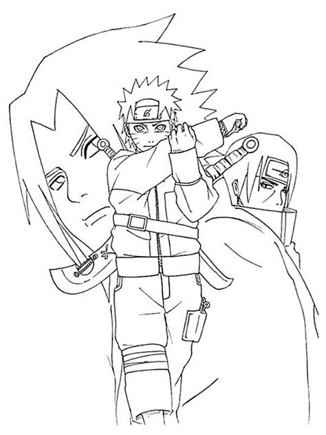 Coloriage De Naruto Image Sasuke Uchiwa à Colorier