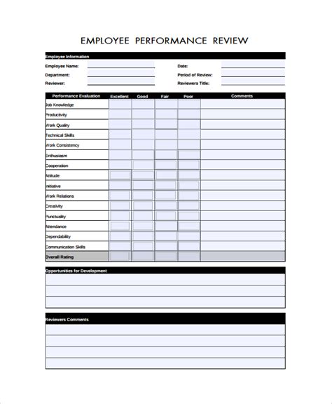 Free 7 Sample Performance Review Form Templates In Pdf