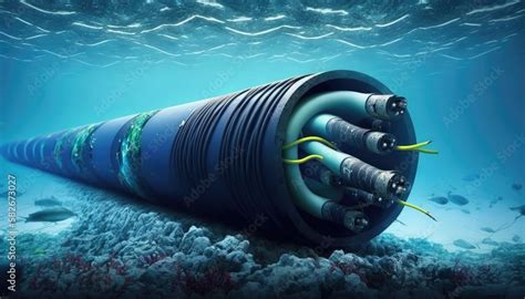 Ilustracja Stock Damaged Submarine Communications Cable On Sea Bed