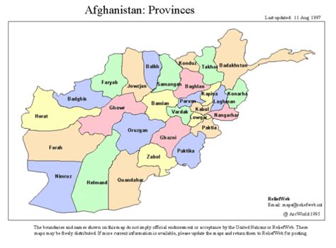 Provinces In Afghanistan Afghanistan Reliefweb