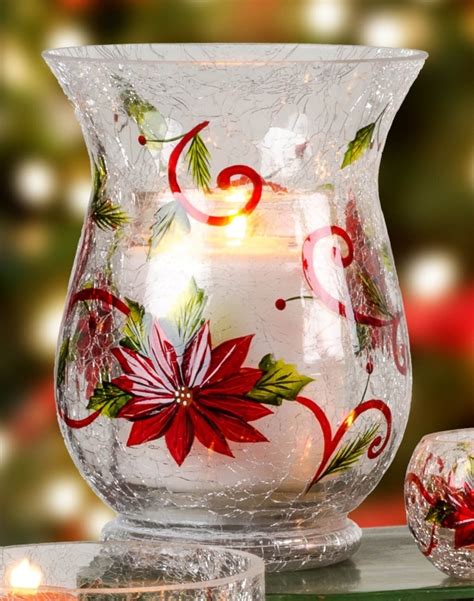 Poinsettia Pillar Candle Holder Christmas