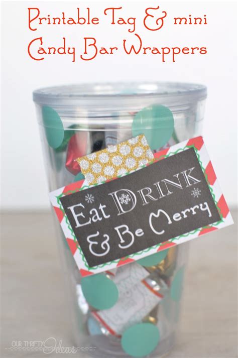 First print the candy bar wrappers template. mini Candy Bar Christmas Wrappers & Tag - Our Thrifty Ideas