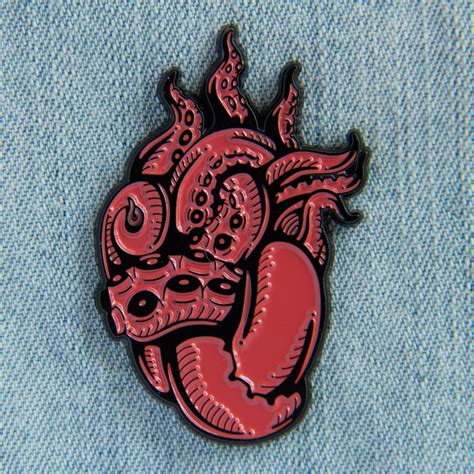 Tentacle Heart Enamel Pin In Heart Enamel Pin Enamel Pins Enamel Pin Collection