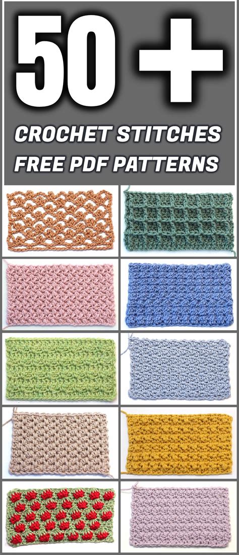 50 Crochet Stitches Free Pdf Patterns Yarn And Hooks