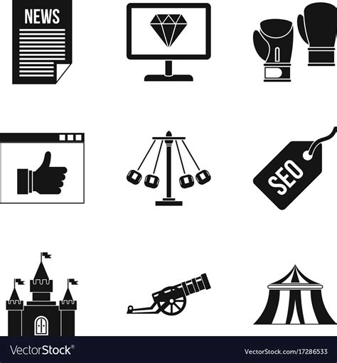 World News Icons Set Simple Style Royalty Free Vector Image