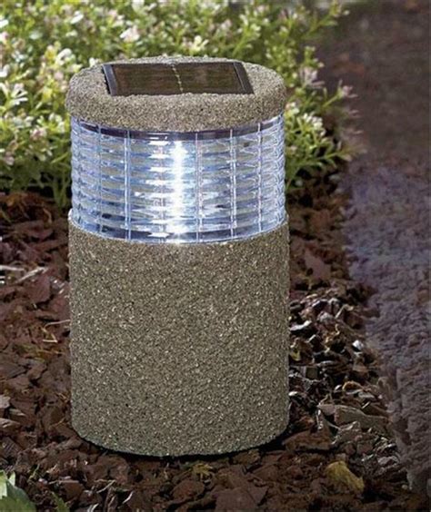 But if you have no power there then the solution is to use a solar powered led light. SANDBLASTED STONE LOOK SOLAR GARDEN LIGHT PILLAR OUTDOOR ...