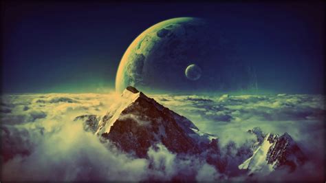 Space Clouds Moon Planet Mountain Wallpapers Hd Desktop And