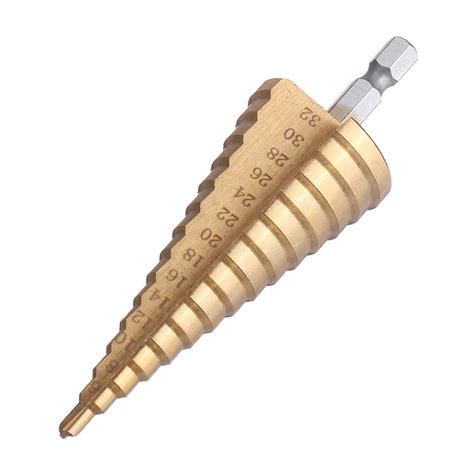 Drillpro 4 32mm Titanuim Coated Hss Step Drill Bit With Automatic