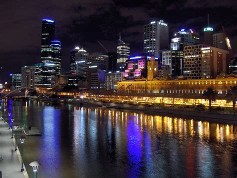 Melbourne City Skyline At Night The Lights Of Melbournes Flickr