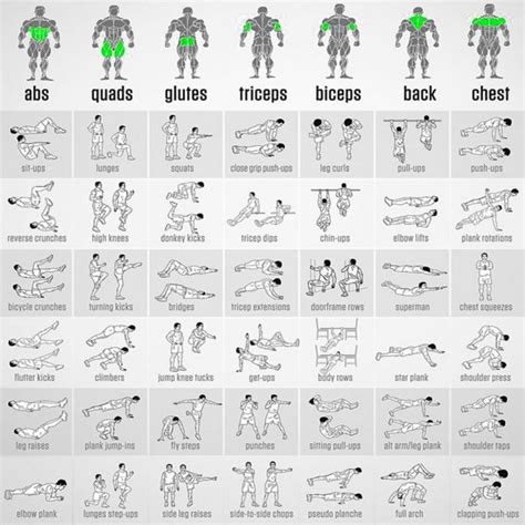 Bodyweight Exercises Chart Full Body Workout Plan