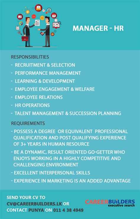 Ability to understand new technologies and translate into business terms. Human Resources Manager job vacancy at Career Builders ...