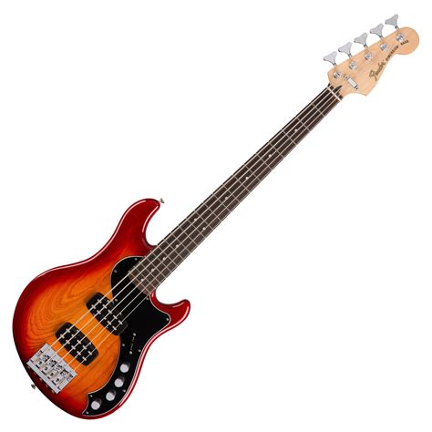 Disc Fender Deluxe Dimension V Bass Guitar Aged Cherry Burst At Gear4music