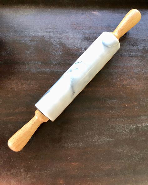 Each piece is in a way unique (every marble block i. Marble Rolling Pin Wood Handles Cradle Rest Baker's Gift ...