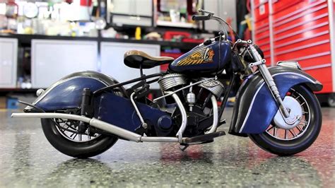 Engine enlarged to 79 c.i. 1950 Indian Chief Motorcycle Tin Collectible by Fairfield ...