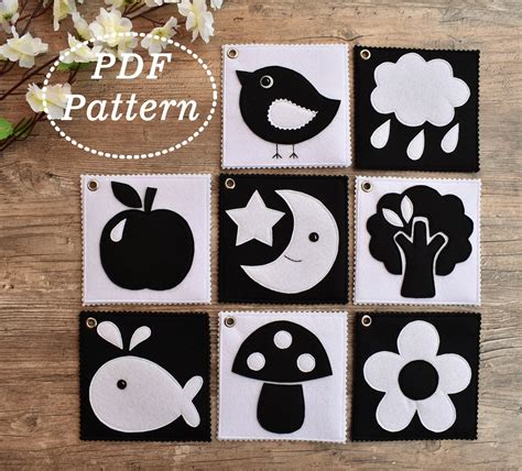 Please remember to share it with your friends if you like. Felt Cards Black and White for newborn PDF Pattern, High Contrast cards, Monochrome felt cards ...