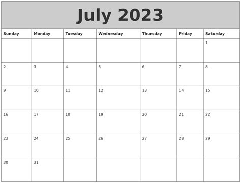 July 2023 My Calendar