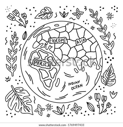 Planet Earth Doodle Illustration International Friendship Stock Vector