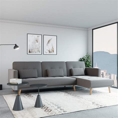 Le canapé d'angle convertible réversible nihad est non seulement design mais pratique avec sa fonction convertible. Canape d angle convertible modulable en tissu gris clair ...
