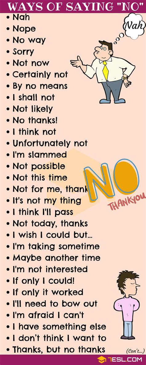 90 great ways to say no to people in english 7esl learn english vocabulary english