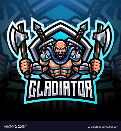 Gladiator Esport Mascot Logo Design Royalty Free Vector