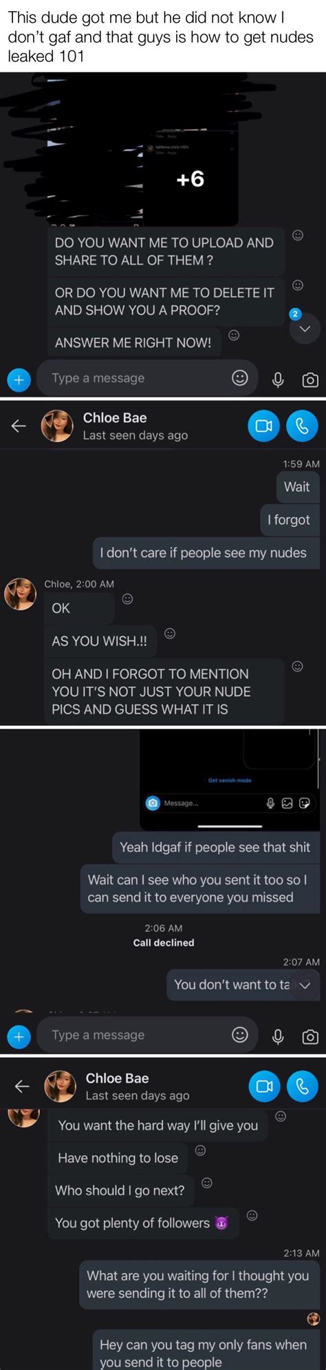 took screenshots of me naked and try to blackmail me try again r scams