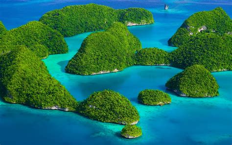 Island Tropical Indonesia Beach Sea Forest Limestone Turquoise