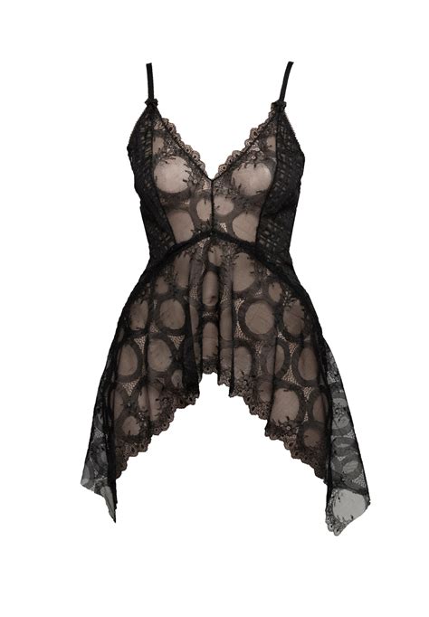 Carol Coelho Mind Games Lace And Check Tulle Mullet Nightie In Black Lyst