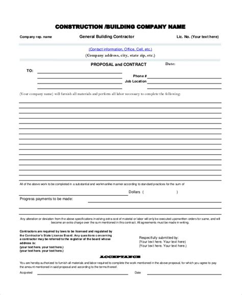 Free 9 Sample Contractor Proposal Forms In Pdf Ms Word Excel