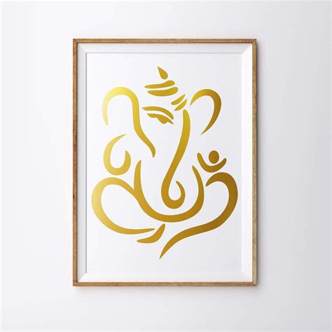 Ganesha Wall Art Gold Foil Ganesh Poster Meditation Art Etsy Uk