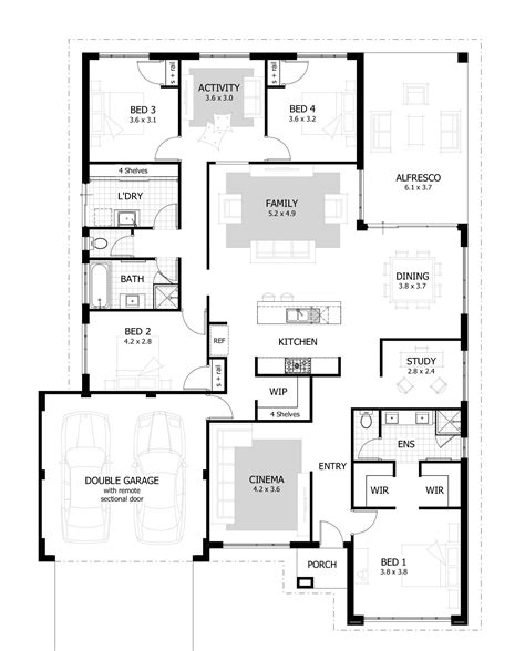 4 Bedroom Bungalow Floor Plan Floorplansclick