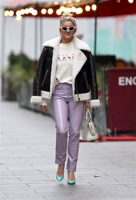 Ashley Roberts In Pvc Trousers At The Heart Radio Studios In London