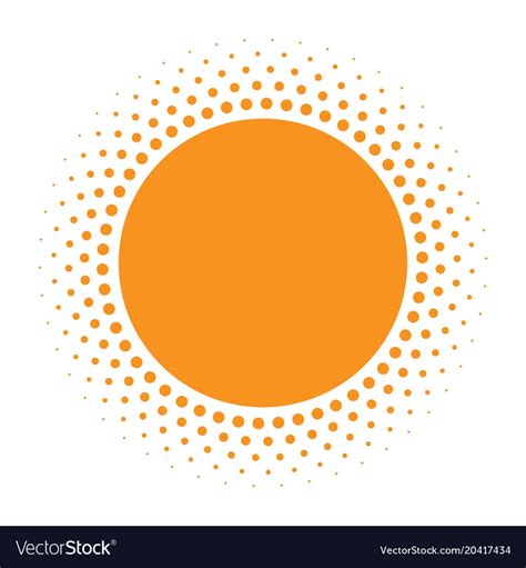 Sun Icon Halftone Orange Circle Royalty Free Vector Image