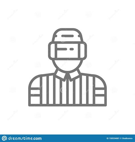 Hockey Judge Referee Arbiter Line Icon Stock Vector Illustration