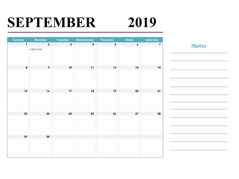 20 Calendar September 2019 Free Download Printable Calendar Templates ️