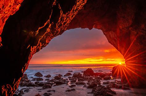 Flickriver Photoset Malibu Sea Cave Sunset Red And Orange Clouds Fine
