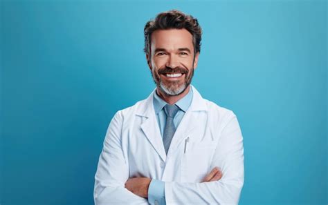 Premium Ai Image A Man With A White Lab Coat Is Smiling With His Arms