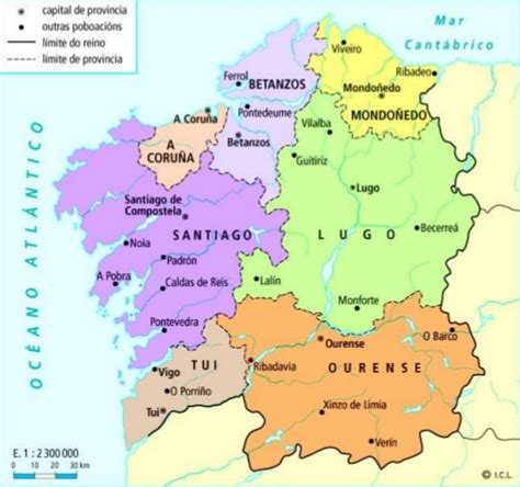 Xeografía e historia de Galicia Mapa das sete provincias galegas