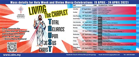 Feast Day Schedule 2022 Church Of Divine Mercy