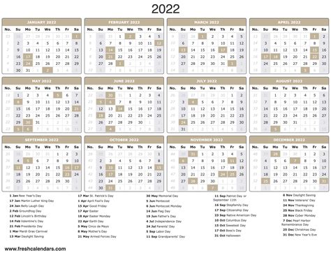 free printable year 2022 calendar
