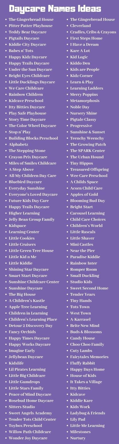 Daycare Names 400 Best Daycare Center Names Ideas