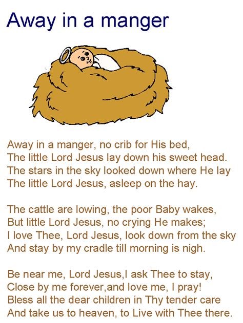 Away In A Manger Lyrics Christmas Lyrics Preschool Christmas Songs