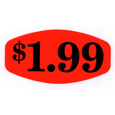 199 Large Price Point Price Tag Labels 1 12dia Red With Black Print 73351